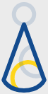 A blue and yellow cone with an angel in the middle.